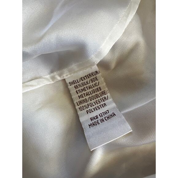 Badgley Mischka Y2K Vintage silk dress one shoulder paisley gown sz 2 cream gold - Picture 11 of 11